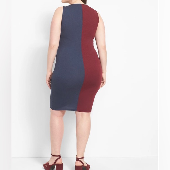 Lane‎ Bryant Maroon & Navy Colorblock Body-con dress & long cardigan 22/24 - Picture 3 of 8